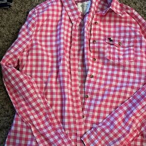 Abercrombie & Fitch Pink and White Checkered Shirt